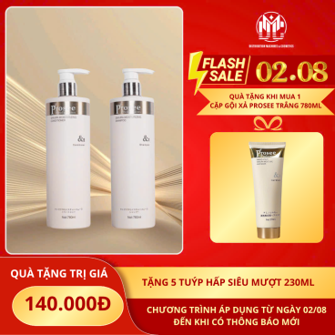 PS7PC7 Tặng 1 tuýp hấp siêu mượt 230ml khi mua 1 Cặp Dầu Gội Xả Prosee Trắng 780ml  – Tóc Mềm Mượt, Thơm Lâu Chuẩn Phong Cách Âu