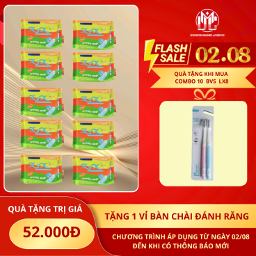 Tặng 1 vỉ Bàn chải đánh răng khi mua combo 10 Gói Băng Vệ Sinh L&X 36 Cánh Tàng Hình 8 Miếng ( Lx08)