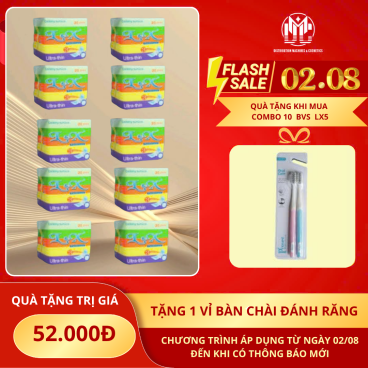 Tặng 1 vỉ Bàn chải đánh răng khi mua combo 10 Băng Vệ Sinh L&X Hàng Ngày 20 Miếng ( Lx05)