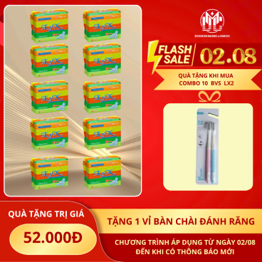Tặng 1 vỉ Bàn chải đánh răng khi mua combo 10 Băng Vệ Sinh L&X Có Cánh 8 Miếng (Lx02)