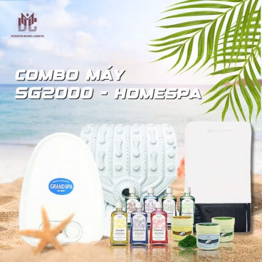 [Trả góp 6 tháng] Combo(Không bồn) gồm 4 SP: 1 Máy cơ SG 2000,1 Máy kích 1 Muối tắm tùy chọn, 1 Dầu tắm tùy chọn