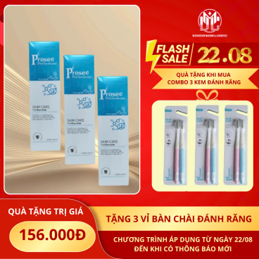 Tặng 3 vỉ bàn chải đánh răng khi mua 3 Kem đánh răng Prosee chăm sóc răng nướu 120g