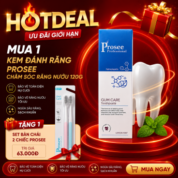 Tặng 1 bàn chải đánh răng khi mua 1 Kem đánh răng Prosee KĐR 01 120g - Chăm sóc răng nướu