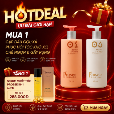 Tặng 1 Serum Vuốt Tóc Prosee IR-1 60ml khi mua 1Cặp Dầu Gội Xả IS-4/IC-4 Prosee Collagen 460ml – Phục Hồi Tóc Khô Xơ, Chẻ Ngọn & Gãy Rụng