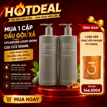 [Freeship] Tặng 1 Hộp hấp phục hồi Prosee PT1 830ml khi mua Cặp Dầu Gội/Xả Ceylanpuree Luxury Aroma CS5/CC5 1000ml – Giải Pháp Cho Da Đầu Gàu Ngứa, Tóc Khô Xơ
