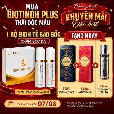 Tăng 1 combo detox da đầu+ body+ 1 xịt nâng cơ trẻ hoá khi mua Combo 1 BiotinDH Plus + 1 bộ tế bào gốc