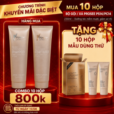 [Không Freeship] Tặng 10 hộp Leo 50ml khi mua Combo 10  Bộ gội/ xả Prosee PS14/PC14 230ml – Dưỡng tóc mềm mượt, giảm xơ rối