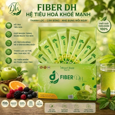 Thải độc FIBER DH Hộp 8 gói  – Giải pháp bổ sung chất xơ, hỗ trợ chăm sóc sức khỏe đường ruột mỗi ngày