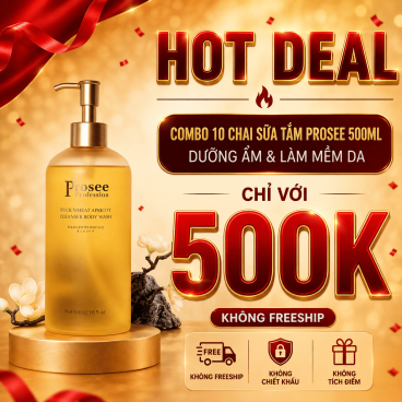 [Không Freeship] Combo 10 chai Sữa tắm Prosee PM8 hương nước hoa 500ml màu vàng