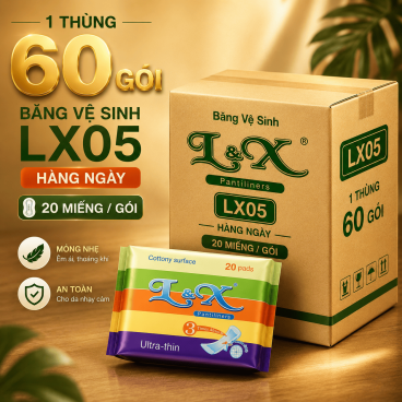 [1 thùng 60 gói]  Băng Vệ Sinh LX05 Hàng Ngày 20 Miếng